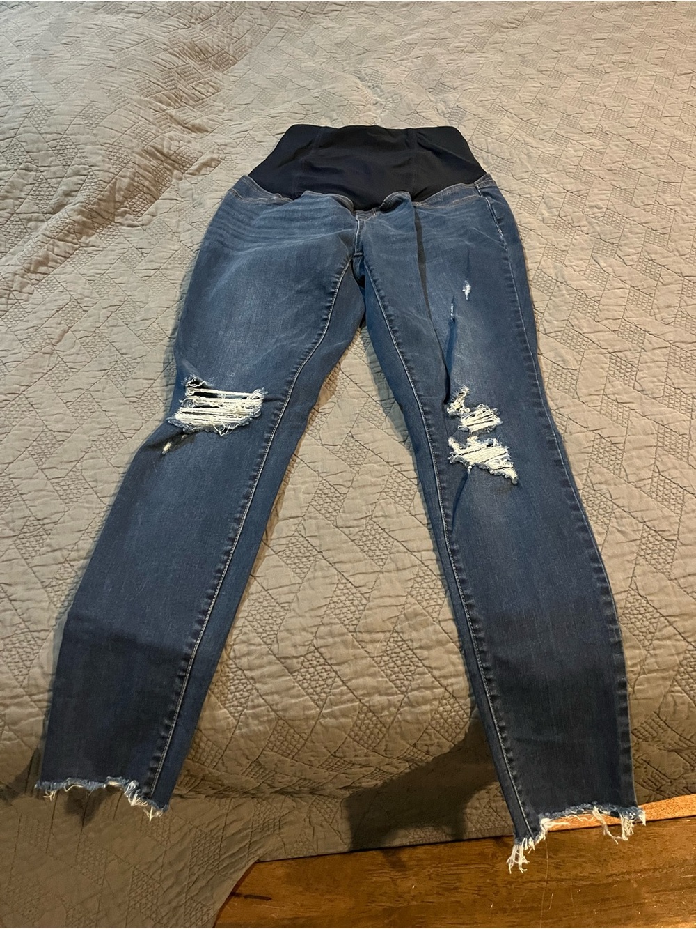 Isabel Maternity by Ingrid & Isabel Dark Blue Distressed Skinny Jeans